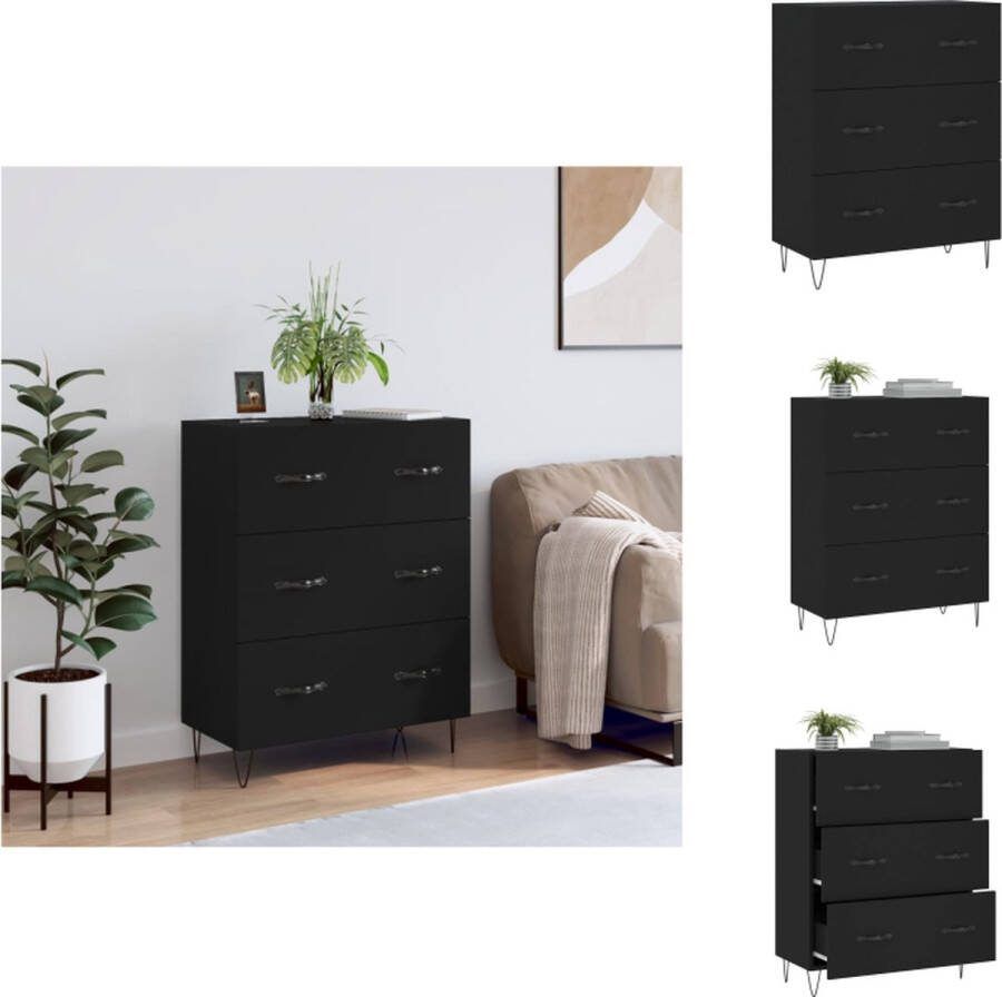 VidaXL Dressoir Zwart 69.5 x 34 x 90 cm Bewerkt hout en metaal Keukenkast