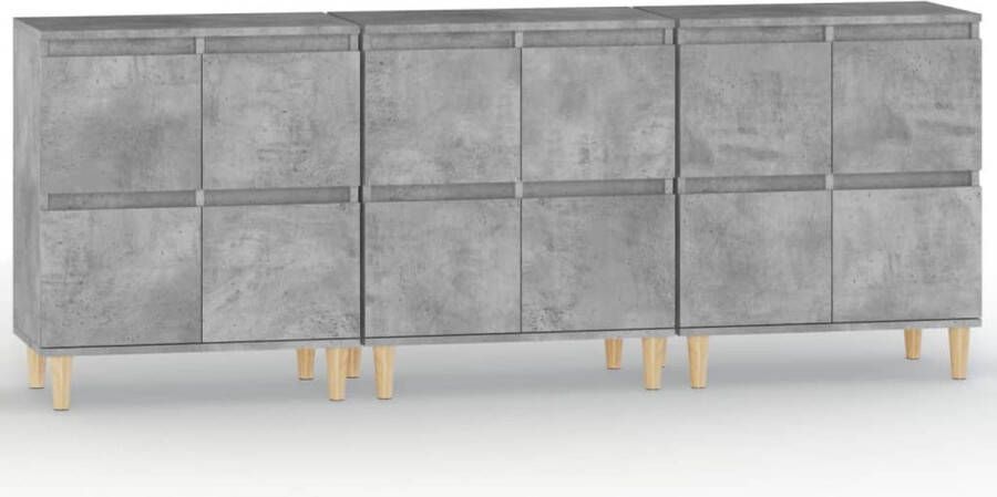 VidaXL -Dressoirs-3-st-60x35x70-cm-bewerkt-hout-betongrijs