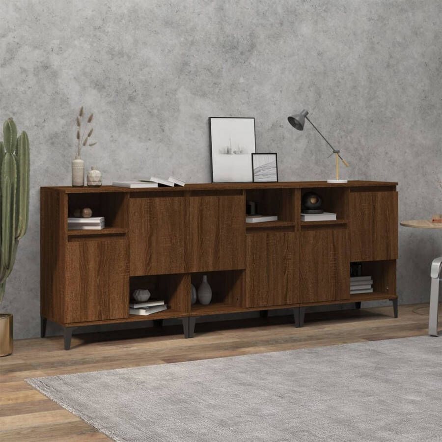 VidaXL -Dressoirs-3-st-60x35x70-cm-bewerkt-hout-bruineikenkleurig
