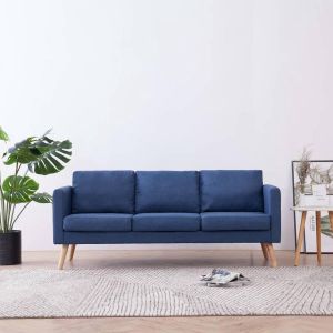 VidaXL Driezitsbank stof blauw