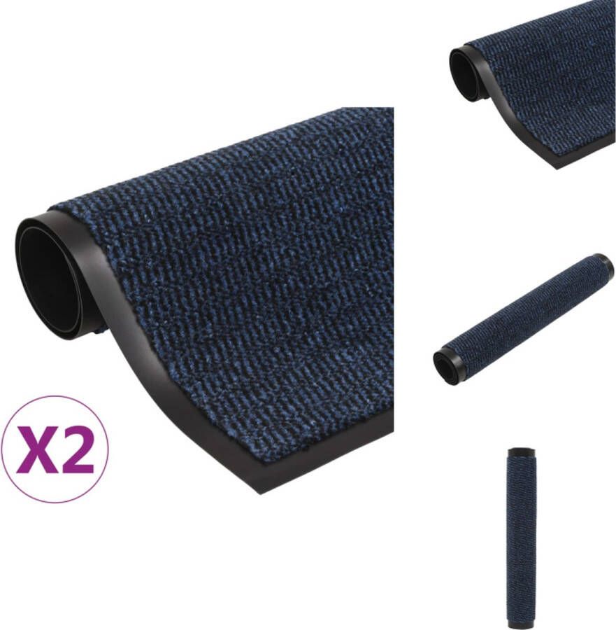 VidaXL Droogloopmat Anti-slip Blauw 60 x 90 cm Getufte stof Deurmat