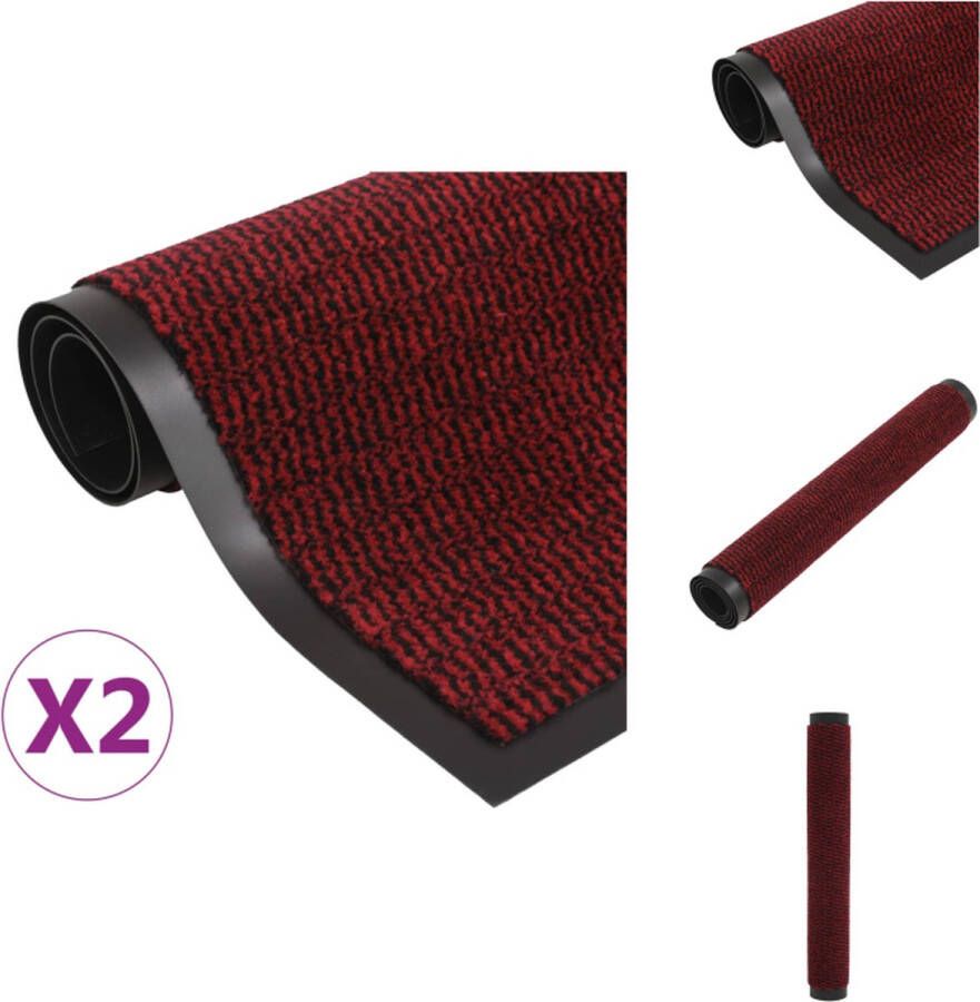 VidaXL Droogloopmat Rood 90 x 150 cm Getufte stof Anti-slip achterkant Deurmat