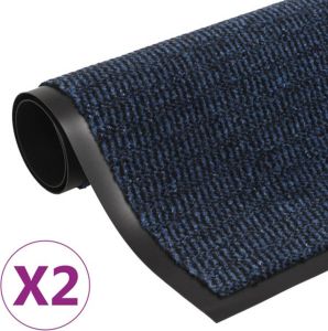 VidaXL Droogloopmatten 2 st rechthoekig getuft 40x60 cm blauw VDXL_3051604