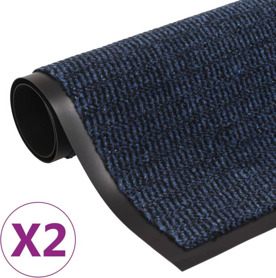 VidaXL -Droogloopmatten-2-st-rechthoekig-getuft-60x90-cm-blauw