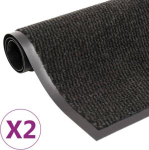 VidaXL Droogloopmatten 2 St Rechthoekig Getuft 60x90 Cm Zwart