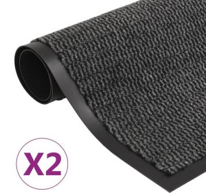 VidaXL Droogloopmatten 2 st rechthoekig getuft 60x90 cm zwart