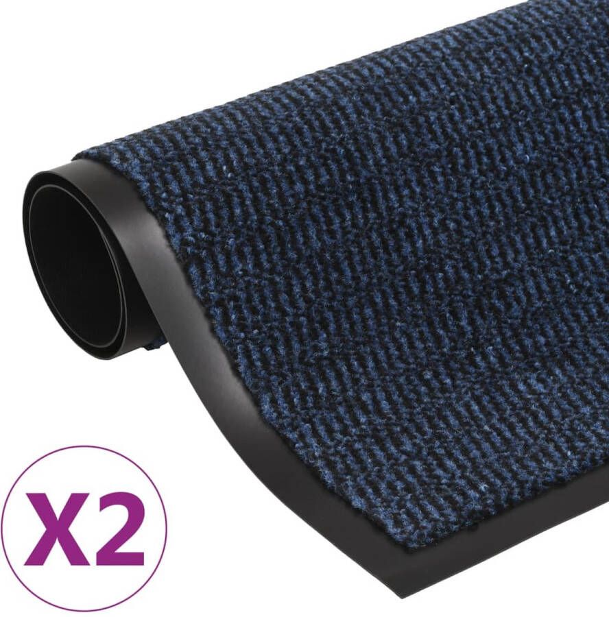 VidaXL -Droogloopmatten-2-st-rechthoekig-getuft-90x150-cm-blauw