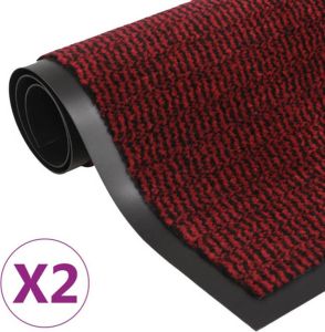 VidaXL Droogloopmatten 2 st rechthoekig getuft 90x150 cm rood VDXL_3051615