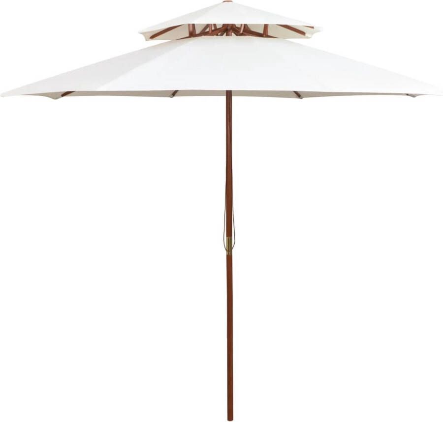 VidaXL -Dubbeldekker-parasol-270x270-cm-houten-paal-crèmewit