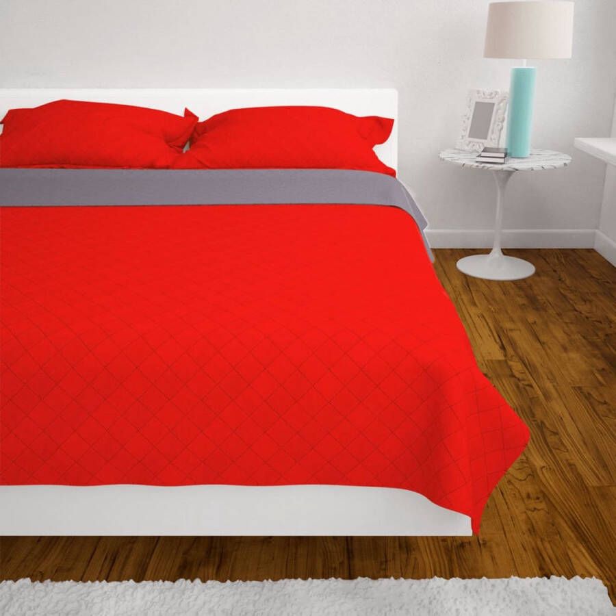 VidaXL 131556 Double-sided Quilted Bedspread Red and Grey 220x240 cm