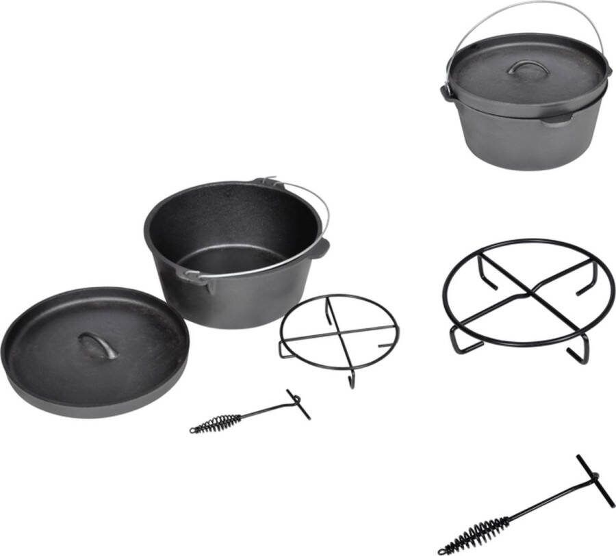 VidaXL Dutch oven 9 Qt Gietijzer 30 cm Multifunctioneel Braadslede