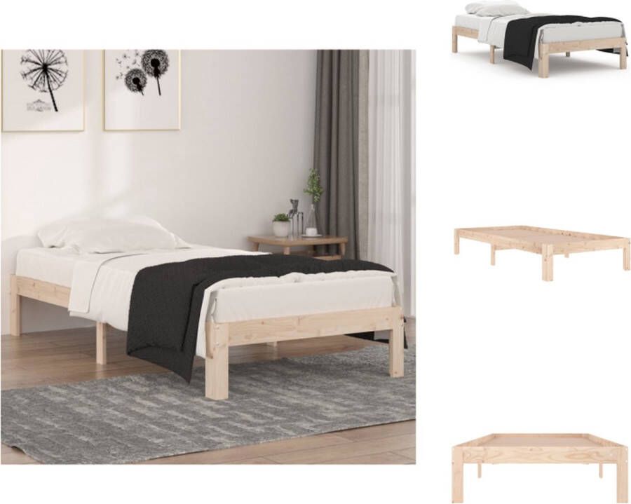 VidaXL Eenpersoonsbed Grenenhout 90x190cm Massief houten bedframe met lattenbodem Bed