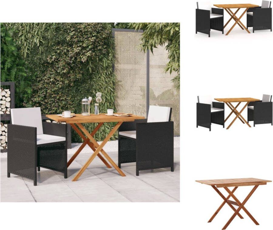 VidaXL Eethoek Acaciahout Tafel 110x67x74cm Stoel 52x56x85cm Tuinset