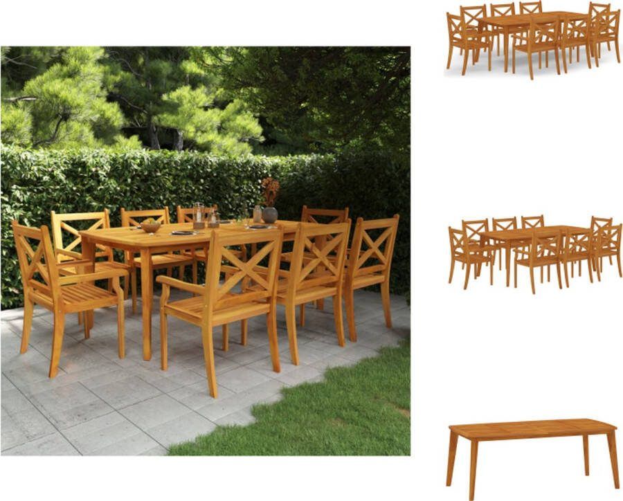 VidaXL Eethoek Acaciahout Tuintafel 200x100 Gelat Ontwerp Tuinset