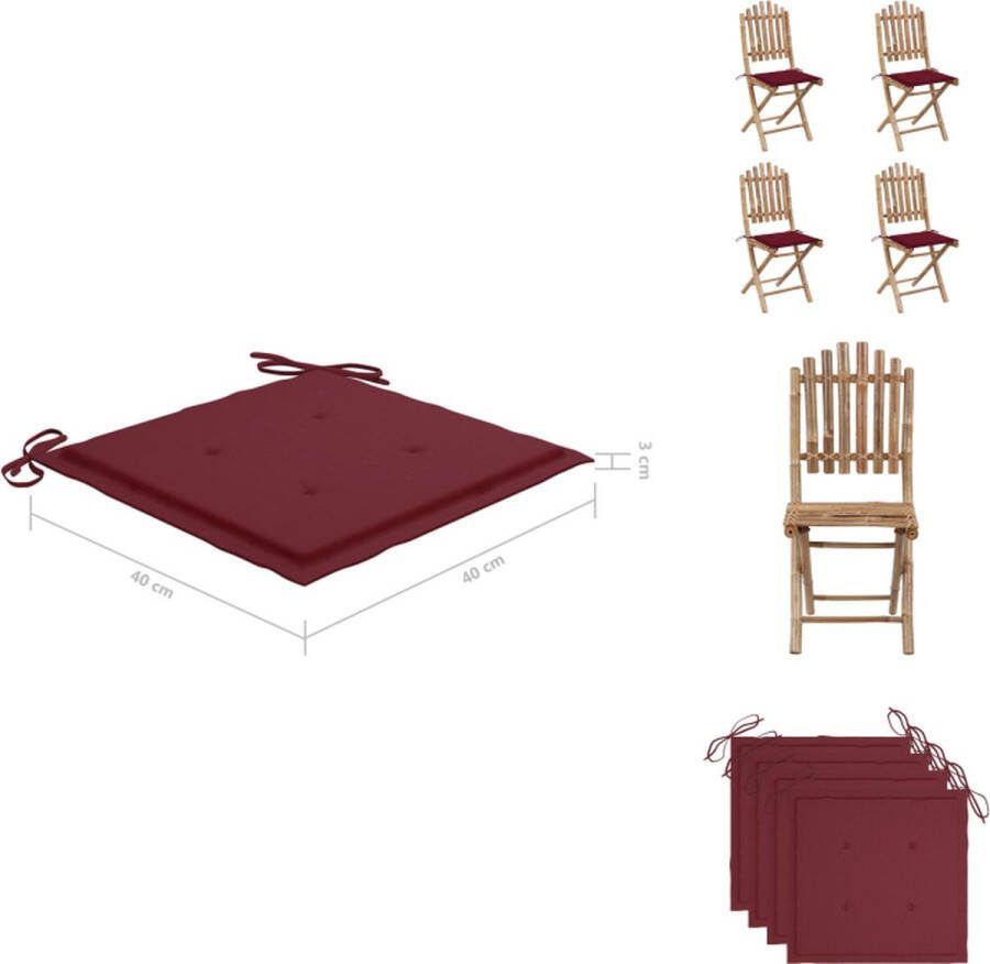 VidaXL Eethoek Bamboe Tuinset 80 x 70 cm Inklapbaar Waterdicht Tuinset