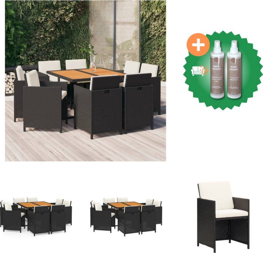 VidaXL Eethoek Classic Tafel 109x107x74 cm Stoel 52x56x85 cm zwart cremewit Tuinset Inclusief Onderhoudsset