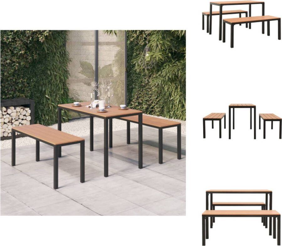VidaXL Eethoek Hout-Kunststof Staal 110 x 58.5 x 75.5 cm Bruin Zwart Tuinset