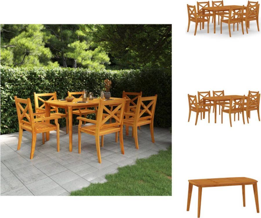 VidaXL Eethoek Massief Acaciahout Tuintafel 160x90x75cm Rustiek Ontwerp Tuinset