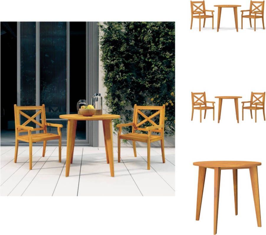 VidaXL Eethoek Massief Acaciahout Tuintafel 85 x 75 cm Stoel 54 x 55 x 90 cm Tuinset