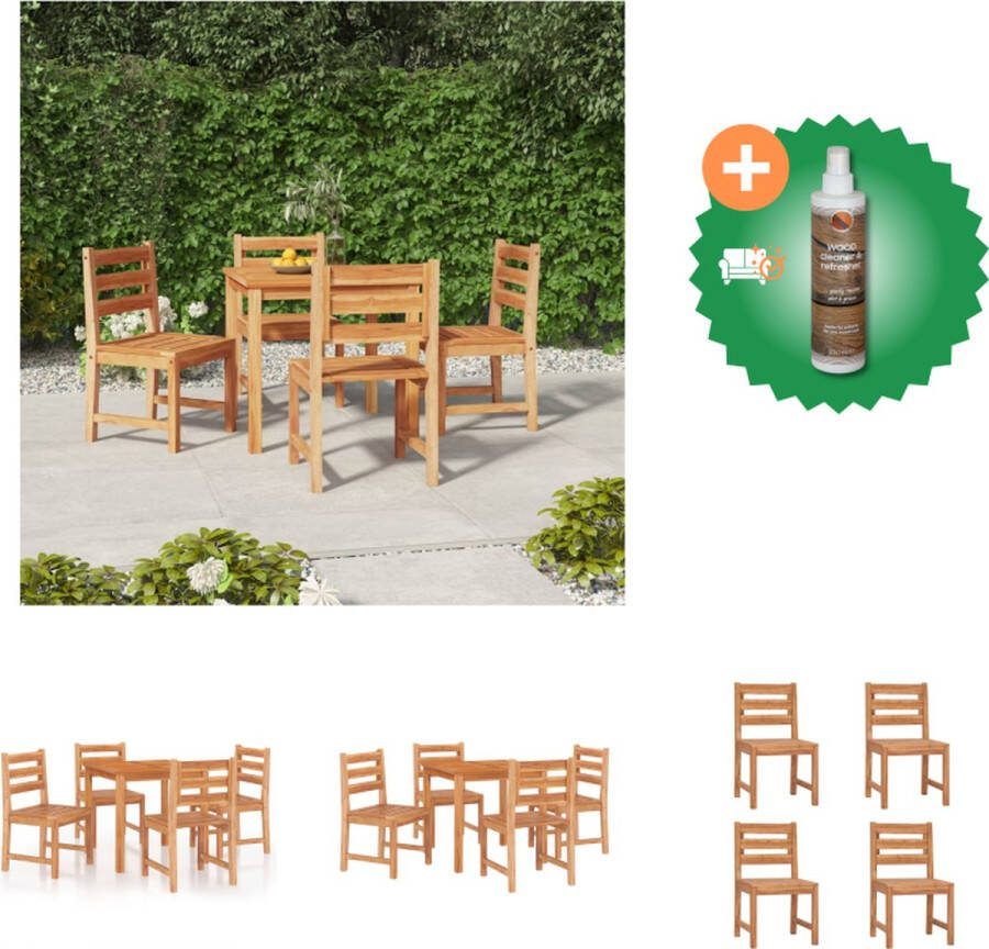 VidaXL Eethoek Massief Teakhout Tafel- 80x80x77 cm Stoel- 50x59x90 cm Tuinset Inclusief Houtreiniger en verfrisser