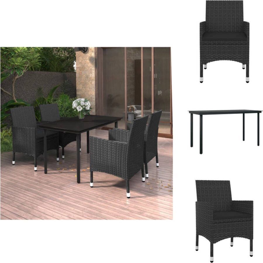 VidaXL Eethoek Tuinmeubelen 140 x 70 x 74 cm Zwart Tuinset
