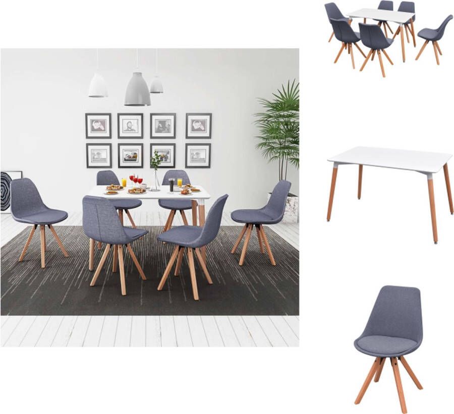 VidaXL Eetkamerset Retro wit 118.5 x 69 x 74 cm 7-delig Set tafel en stoelen