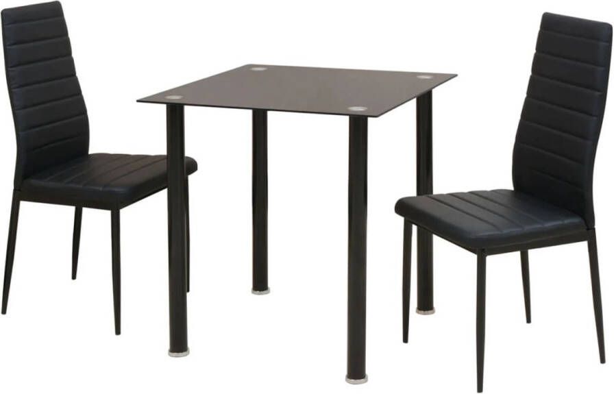 VidaXL -Eetkamerset-tafel-en-stoel-zwart-3-delig