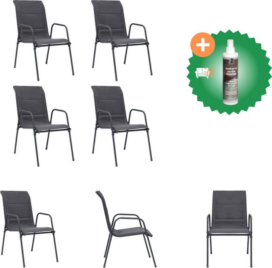 VidaXL Eetkamerstoel Antraciet 51 x 66 x 88 cm Stapelbaar Montage vereist Tuinstoel Inclusief Reiniger
