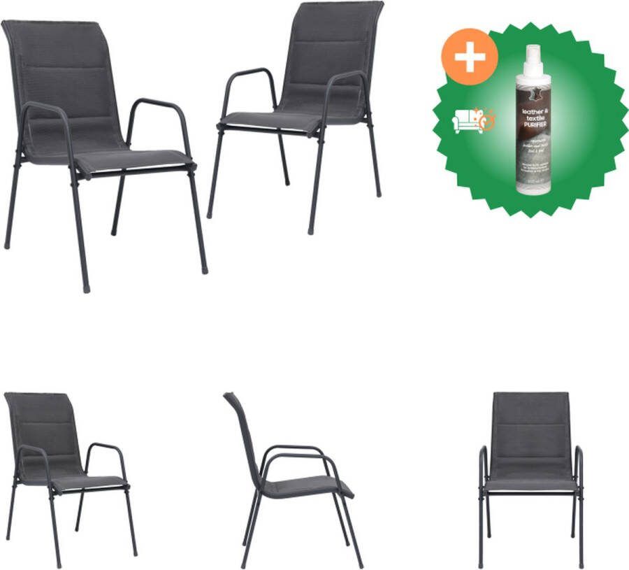 VidaXL Eetkamerstoel antraciet 51x66x88 cm stapelbaar Tuinstoel Inclusief Reiniger