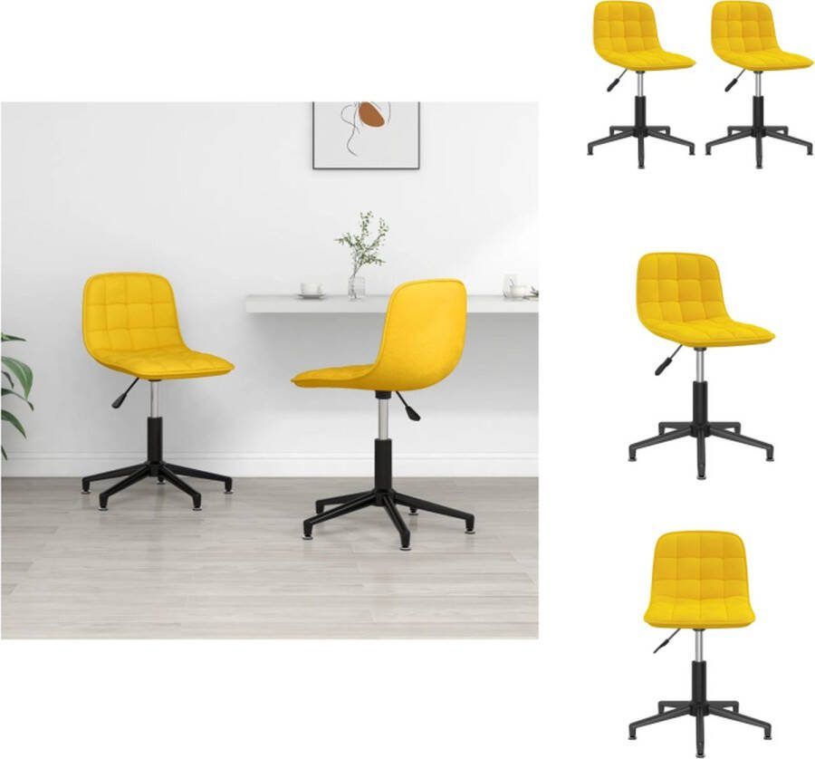 VidaXL Eetkamerstoel Draaibaar Fluweel Geel Gepoedercoat Staal 42.5 x 45 x (68 82.5) cm Eetkamerstoel