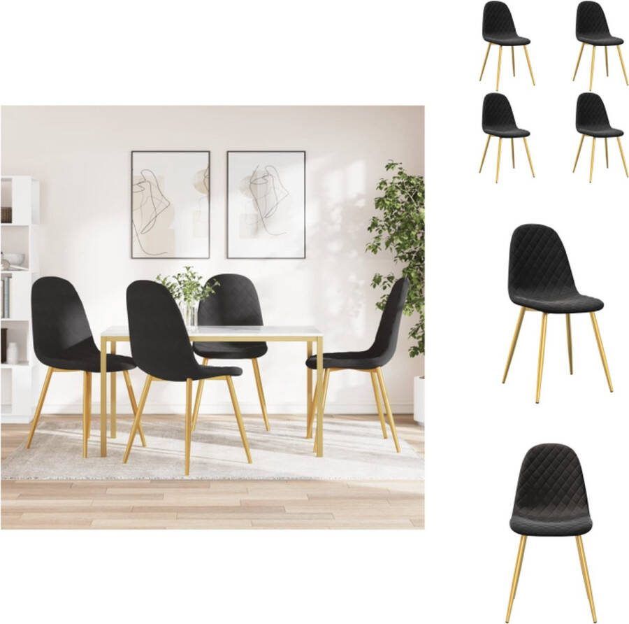 VidaXL Eetkamerstoel fluweel zwart 45x53.5x87 cm Eetkamerstoel