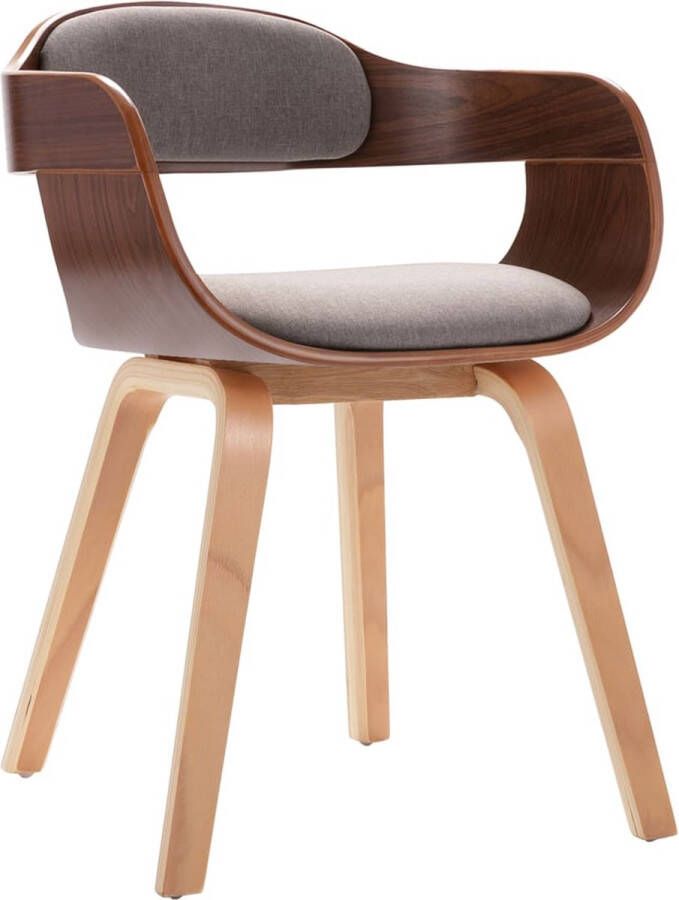 VidaXL -Eetkamerstoel-gebogen-hout-en-stof-taupe