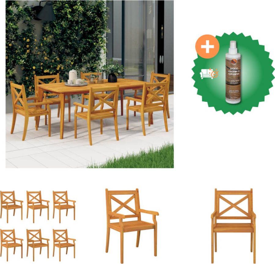 VidaXL Eetkamerstoel Massief Acaciahout Tuinmeubelen 54x55x90 cm Tuinstoel Inclusief Houtreiniger en verfrisser