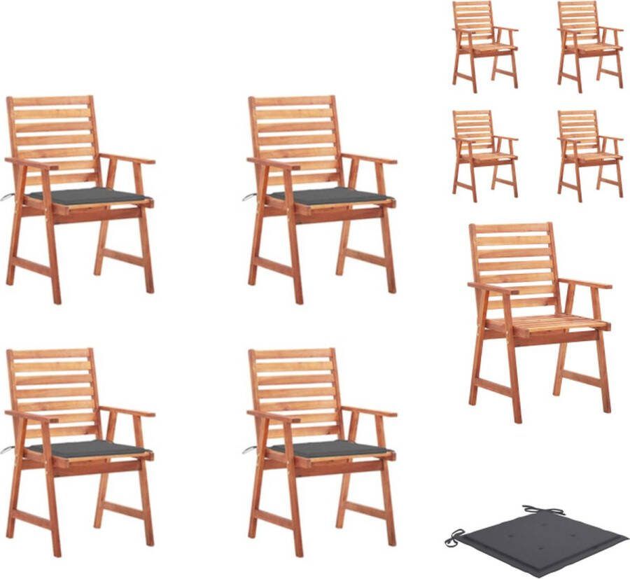 VidaXL Eetkamerstoel set Massief Acaciahout 56 x 62 x 92 cm Waterdicht kussen Tuinstoel