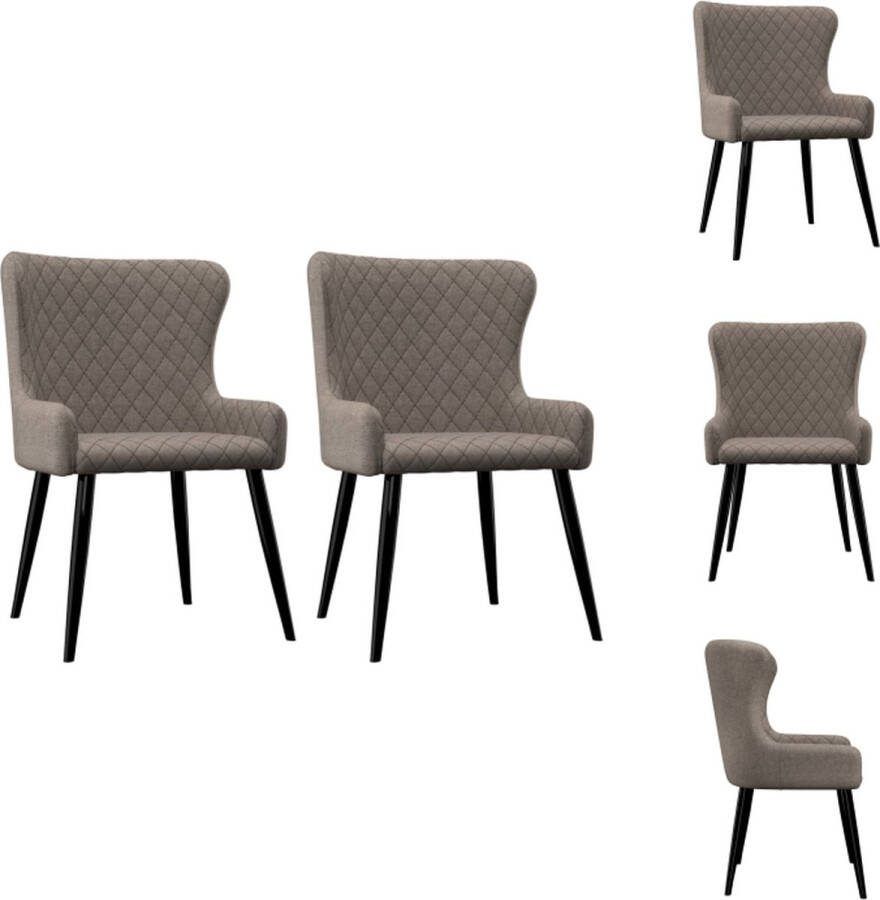 VidaXL Eetkamerstoel Set Taupe 60x55x84 cm Duurzame Stoffen Bekleding Eetkamerstoel