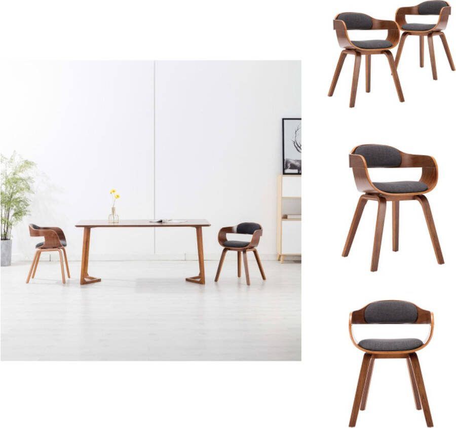 VidaXL Eetkamerstoelen 2 Keukenstoelen met Armleuningen Donkergrijs 49x51x70 cm Eetkamerstoel