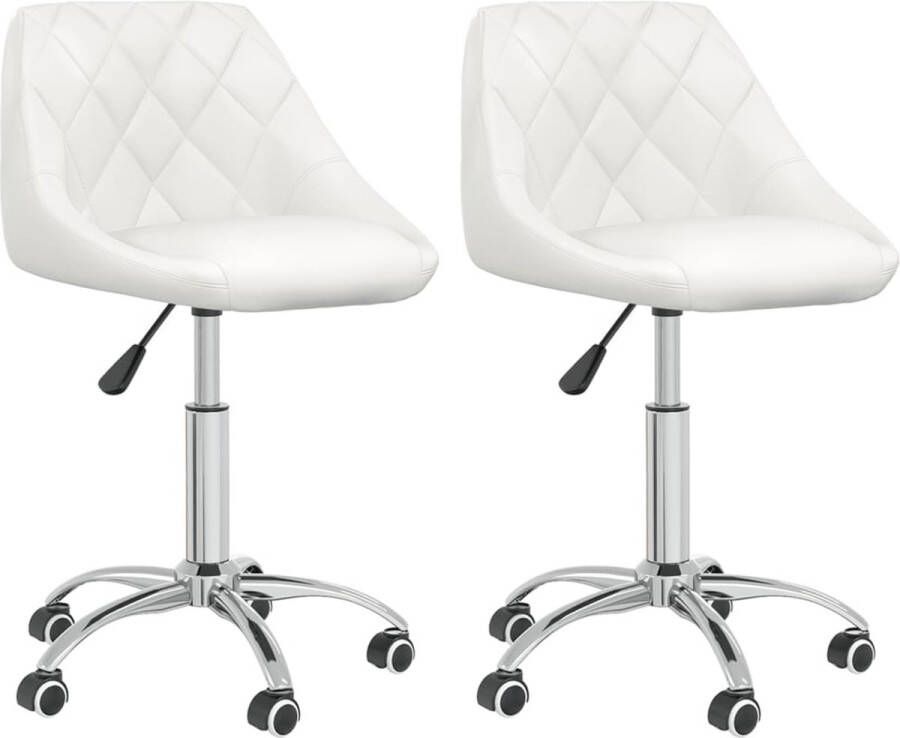 VidaXL -Eetkamerstoelen-2-st-draaibaar-kunstleer-wit