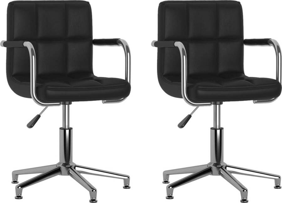 VidaXL Eetkamerstoelen draaibaar 2 st kunstleer zwart