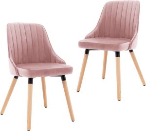 VidaXL Eetkamerstoelen 2 st fluweel roze VDXL_323056