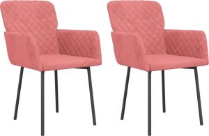 VidaXL Eetkamerstoelen 2 St Fluweel Roze