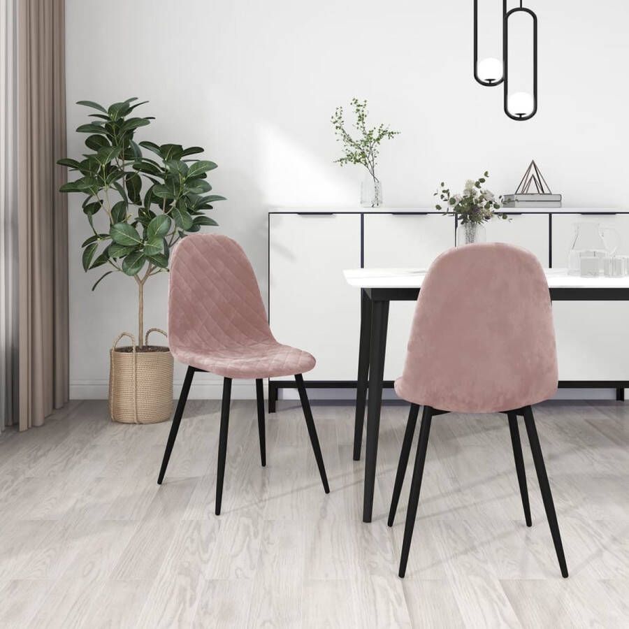VidaXL -Eetkamerstoelen-2-st-fluweel-roze