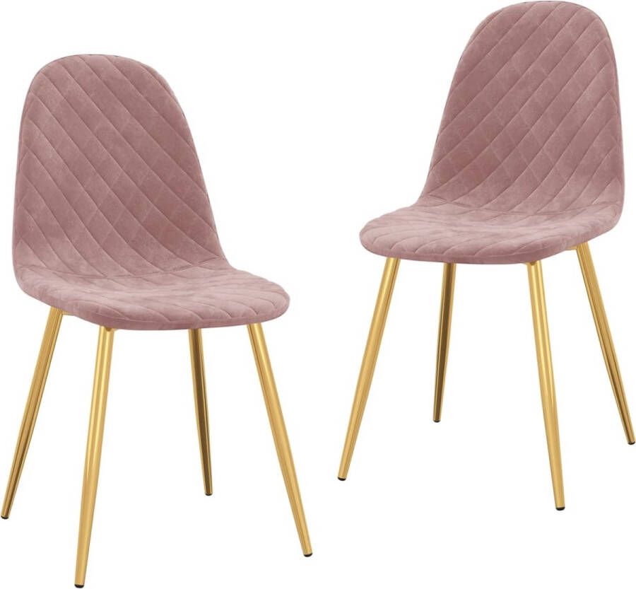 VidaXL -Eetkamerstoelen-2-st-fluweel-roze