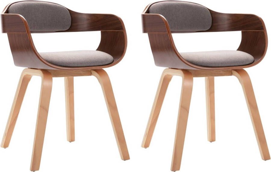 VidaXL Eetkamerstoelen 2 st gebogen hout en stof taupe