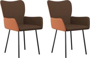 VidaXL Eetkamerstoelen 2 St Stof En Kunstleer Bruin