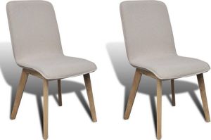 VidaXL Eetkamerstoelen 2 st stof en massief eikenhout beige VDXL_241151