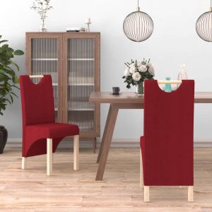 VidaXL Eetkamerstoelen 2 st stof wijnrood