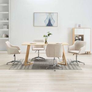 VidaXL Eetkamerstoelen 4 st draaibaar stof crèmekleurig