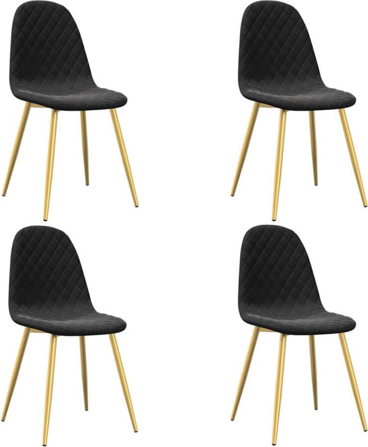 VidaXL -Eetkamerstoelen-4-st-fluweel-zwart