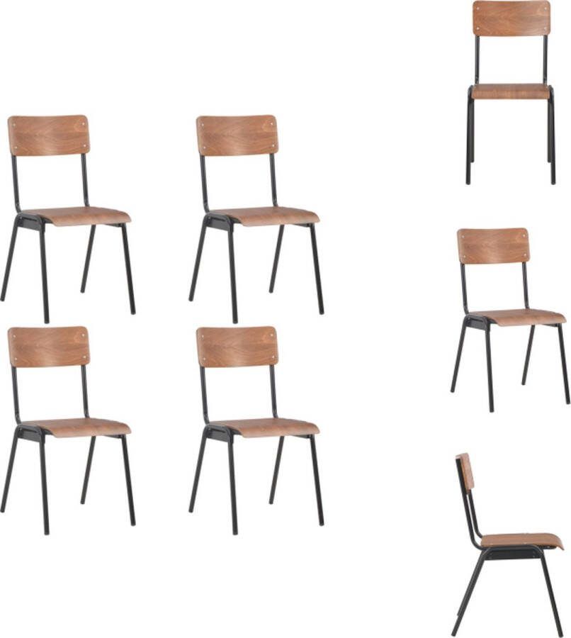 VidaXL Eetkamerstoelen Bruin Zwart 41.5 x 54 x 85.5 cm Stapelbaar Eetkamerstoel