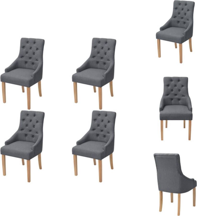VidaXL Eetkamerstoelen Donkergrijs 52 x 60 x 95.5 cm Met armleuningen Eetkamerstoel